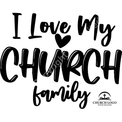 I love my church family heart Black Thumbnail
